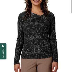 Royal Robbins Belle Rosa Twist Neck Grey White  Shirt Women's large